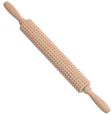 YORSEEK Deep Notched Rolling Pin Wooden Crispbread knobbly fluted rolling pin for Home Professional Use Wood Swedish Thin Bread Grooved Rolling Pin Prepare Delicious Soft Flatbreads and Crackers