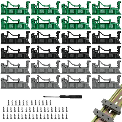 24 StüCk Hutschienen Adapter Set (12 Paare) für DIN C45, PCB | 48 Schrauben 2 Schraubendreher inkl, Montagehalterung für Hutschiene, Platinen, starke Fixierung, Industrie, Elektrokasten