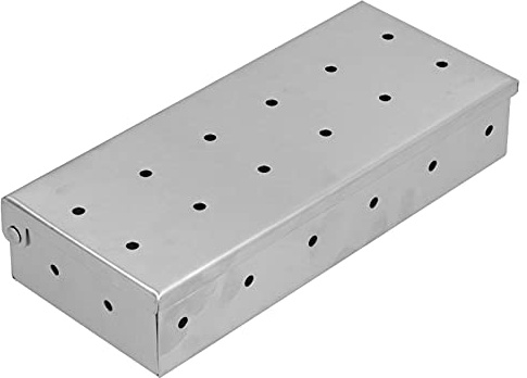 UPQRSG Räucherbox für Gasgrillen, Entlüftungsdesign, hohe Kompatibilität, Edelstahl-Holzspänebox, einfach zu bedienen, robuste BBQ Gadgets für Holzkohle-Gasgrill, fügt köstlichen rauchigen Geschmack