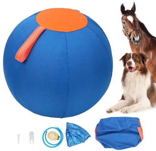 DONGKER Palla Pastore Cani,18 Giocattolo Palline Gonfiabile per Cavallo Ad Alta Elasticità con Pompa a Mano per Cane Cavalli Capre Giocare All'aperto