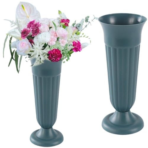 Dinntty 2 Stück Friedhofsvasen, Friedhofsvase Sockel, Grabkegelvase, Grabdekoration, Blumenhalter Für Grabsteine, Gedenkstätte