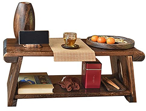 Niedriger Tisch, Couchtisch, 2-stöckig, mit Ablage, japanischer Retro-Teetisch, Tisch für Wohnzimmer, Erkerfenster (Farbe: Braun, Größe: 50 × 30 × 20 cm) Star of Light