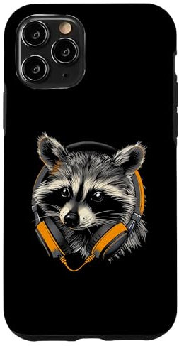 Coque pour iPhone 11 Pro Casque Raccoon DJ
