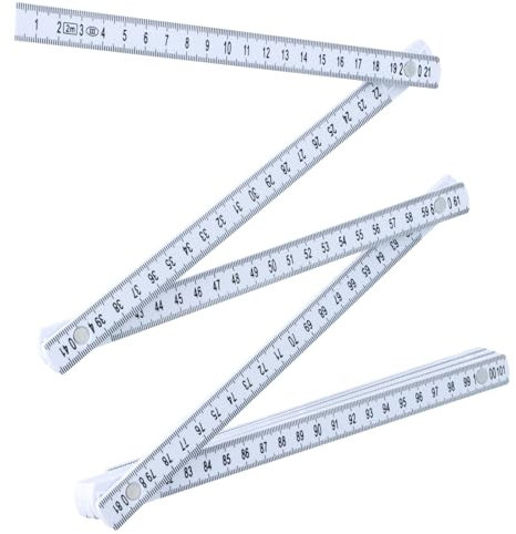 Folding Ruler Plastic Meter Stick with Scale, 2m Length Double-Sided Metric Scale Measuring Rulers, 10 Segments Expandable Fold Measure Rule Home Workshop Foldable Carpentry Construction Tool (White)