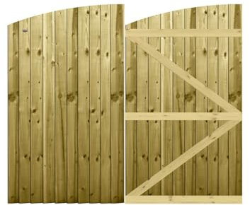 Premier Garden Supplies Made to Measure Feather Edge Semi-Braced Arch Top Driveway Gates for Measurements Height 5ft - 6ft (150-180cm) x Width: 183cm - 213cm