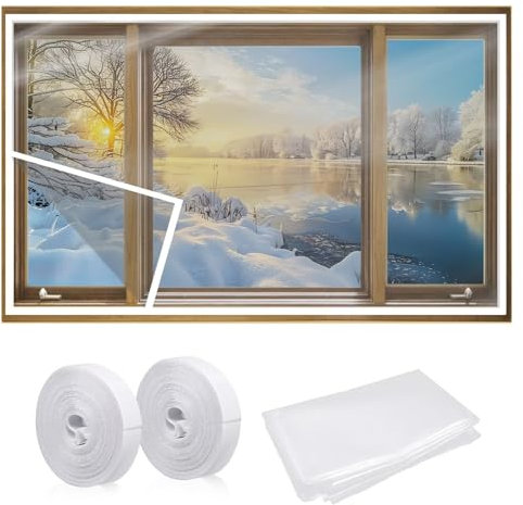 Transparent Glazing Film W130 x H180cm Window Insulation Kit,for Winter Keep Cold Out Weatherproofing and Sound Insulation Warm Curtain Transparent,Black