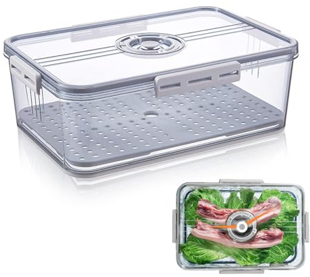 imposyu Brotkasten Brotaufbewahrungsbox Groß mit Datumsverschluss | Frischhaltebox mit Ablaufschale Brotbox Küche für Toast Brot Gemüse Obst (32,5 x 17,5 x 11 cm, Grau)