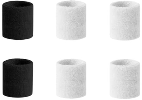 6 Stück SchweißBand Handgelenk,Fitness Sweatband,Wristbands,Jungen MäDchen SchweißBäNder Absorbierende Weiß Schwarz SchweißBand Kinder,Baumwoll Arm für FußBall,Basketball,Football,Tennis ZubehöR Sport