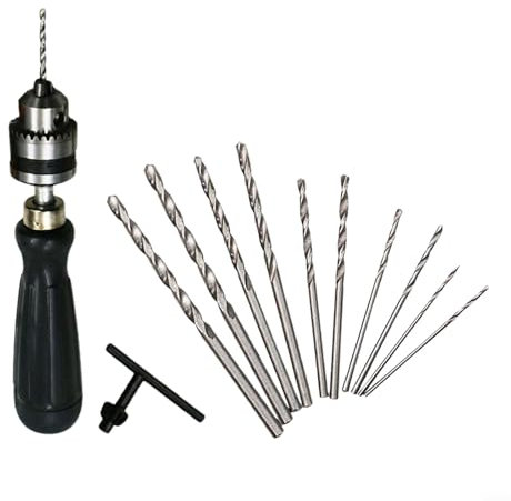 Piccolo mandrino trapano a mano con mandrino senza chiave, perfetto per artigianato e assemblaggio elettronico (10 punte per trapano)
