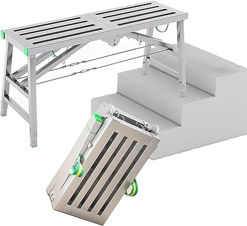 Piattaforma di lavoro multiuso Torre impalcatura con altezza regolabile Sgabello pieghevole per uso domestico Scala larga 39,9 cm Ponteggi Panca Attrezzatura resistente per cantiere