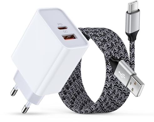 20W USB C Ladegerät Netzteil mit Ladekabel für Samsung Galaxy A17 A57 A16 A56 A36 A55 A15 A35 S26 S25 S24 S23 S22 S21 S20 FE, 2 Port USBC Stecker Schnellladegerät Ladestecker Samsung Schnellladekabel