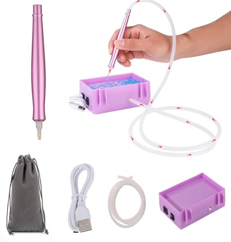 Starnearby Stylo Peinture Diamant 5d, Stylo Diamond Painting électrique, Stylos Broderie Diamant sans Cire, Stylet à Aspiration pour Diamant Painting, Outil de Peinture Diamant