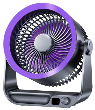 Quiet Desk Fan - Rechargeable Air Circulation,Battery Operated&Intelligent Timer Fan of 100-Speed Adjustable with ABS Texture for Office, Bedroom & Travel (Portable & Hanging Design) (Purple)