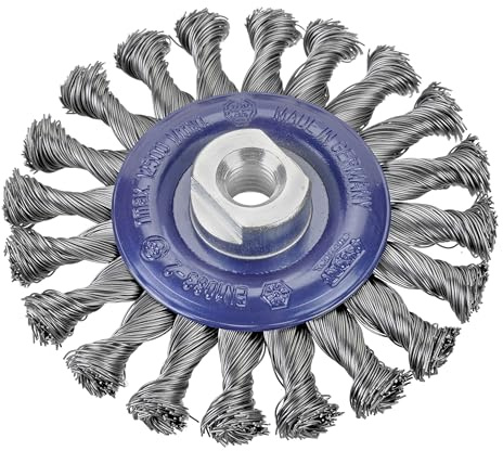 Cepillos circulares de alambre trenzado con tuerca M14 - Ideal para desbaste, limpieza y acabado en superficies metálicas.