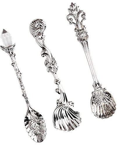 Long Handle Spoon, Soup Spoons Set Vintage,3PCS Zinc Alloy As, Condiment, Cream or Sugar,Stirring