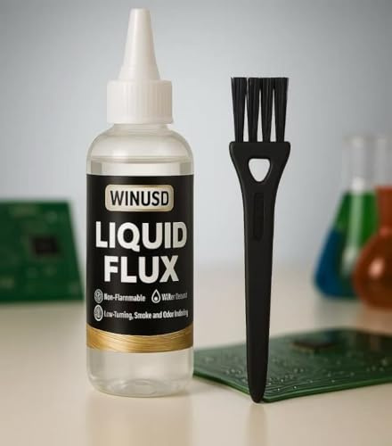 4oz Liquid Solder Flux, Water-Based No-Clean Flux for Electronics Soldering, Lead-Free Liquid Flux Soldering Tools for SMD/BGA/IC/PCB Repairing, Stained Glass Repair Solder Work