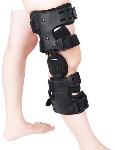 TAUIANE Rodillera Articulada, Rodillera De Descarga ArtroscóPica, EstabilizacióN para La RecuperacióN, Estabilizador De Pierna Ajustable, para Osteoartritis, Dolor ArtríTico,Negro,Right Leg