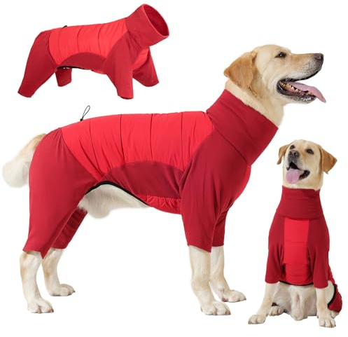 Abrigo Perros de Patas, Abrigos Perro de Invierno Chaqueta con Abertura para Arnés, Pijama para Razas Pequeñas, Medianas y Grandes