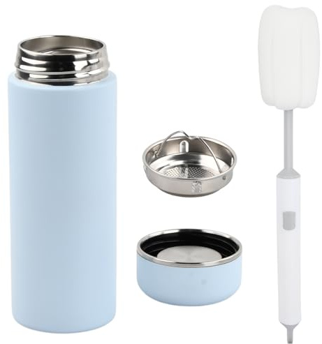 330ml Bouteille Isotherme, Gourde Isotherme avec Brosse pour Gobelet, Petite Bouteille d'eau Portable, Bottle Réutilisable en Métal Étanche (Chaud/Froid)
