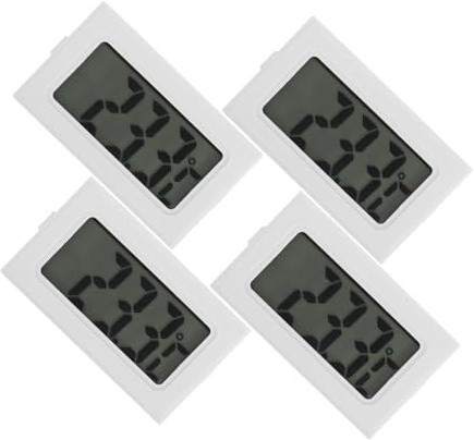 PHENOFICE 4 Pezzi Termometro Mini con Display Chiaro Design Compatto e Incorporato Monitor Temperatura Portatile per Ambienti Domestici e Terrari