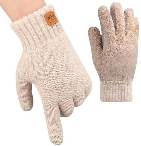 GWAWG Guantes térmicos de invierno para mujeres y mujeres, guantes de invierno para pantalla táctil, para deportes al aire libre, correr, ciclismo, hombres y mujeres (blanco)