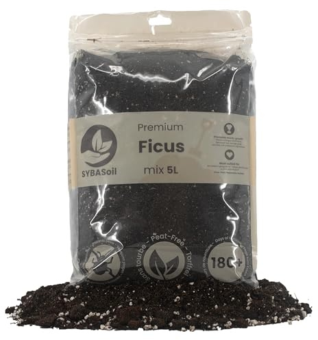 Sybotanica - Terreau ficus 5 L - Substrat Coco Premium pour Ficus, Palmier, Laurier-Rose, Bambou - sans Tourbe - Engrais Organique 180 Jours - Idéal pour Plantes d'intérieur