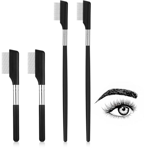 Qianyu 4 stycken ögonfranskam ögonbryn liten ögonfranskam ögonfransborste ögonfransavskiljare verktyg med metalltänder kosmetiska borstar är utformade mascara ögon makeup verktyg för kvinnor