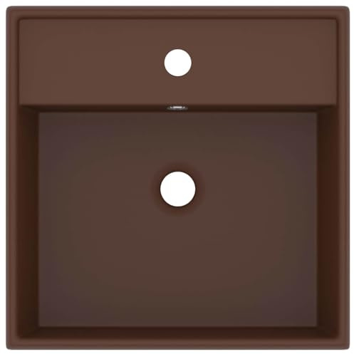 Generico Lavabo Troppopieno Cubico Marrone Scuro Opaco 41x41cm Ceramica,Articoli di ferramenta,Prodotti Idraulici,Articoli Idraulici,Lavandini,Lavandini Bagno,Marrone,16.3 kg,146951