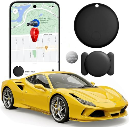 GPS Coche Localizador, Air Tracker Android Buscador de Objetos Funciona con Google Find Hub, Localizador GPS para Coche Tiempo Real Global Seguimiento del Sin SIM y Sin Suscripción (Negro)