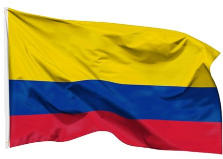 PHENO FLAGS Bandera de Colombia 90 x 150 cm – Bandera nacional impermeable de poliéster con doble costura y ojales metálicos