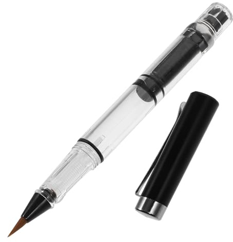 OFFIGAM Pluma de Caligrafía China Pincel de Pelo Negro Suave y Flexible Recargable por Pistón, Herramienta Versátil para Caligrafía Tradicional y Pintura Artística, Papelería de Arte
