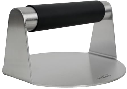 Presse à hamburger en acier inoxydable 430 Ø14 cm Smash Burger Press professionnelle avec poignée ergonomique antiadhésive, compacteur viande et Veg Burger, barbecue et cuisine