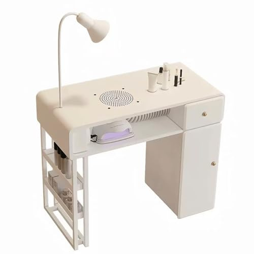AWJJVXY Professioneller Manikürtisch, Nageltisch für Nageldesigner, mit Ablagen, Schränken und Staubabsaugung für Nagelstudios-47in/120cm*17in/40cm*30in/78cm