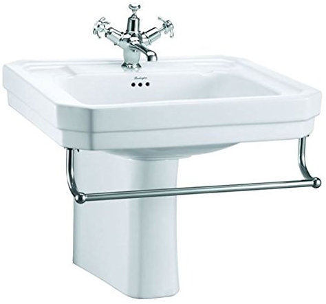 Casa Padrino porcelain washbasin with half pedestal and towel holder 61 x 51 x H. 50 cm