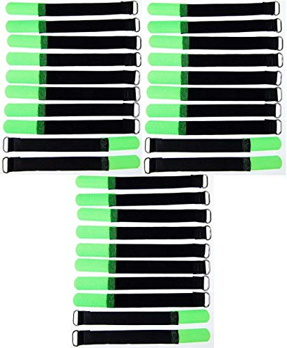 30x 16 cm x 16 mm wiederverschließbare Klett-Kabelbinder NEON GRÜN mit Metall-Öse - Kabel-Klettband 160 mm wiederverwendbar