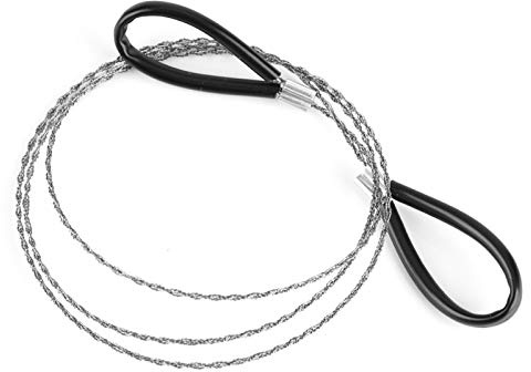 Scie à fil en acier inoxydable 65 cm avec poignées anneaux, tronçonneuse de survie portable pour couper le bois, le plastique et le caoutchouc