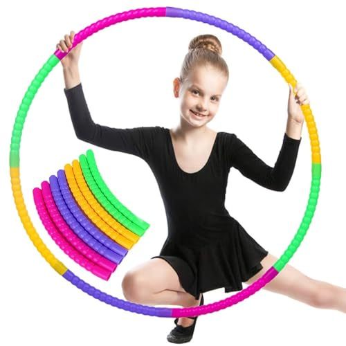 TaimeiMao Hula Hoop Enfants, Hula Hoop Fitness, Plastique Amovible Cerceau Hula Hoop Enfant,Multicolores 8 Sections Tube Gymnastique Hoop pour l'exercice, Sport Jeux, Perte de Poids,Massage