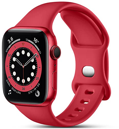 CeMiKa Sport Armband Kompatibel mit Apple Watch 44mm 42mm 45mm 46mm 49mm | Weiches Silikon Armbänder Kompatibel mit iWatch Series 11 10 9 8 7 6 5 4 3 2 1 SE SE3 Ultra 3 2 1, Damen Herren, Rot