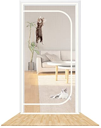 SHRRL Zanzariera rinforzata per gatti adatta a porte di dimensioni 100 cm x 210 cm, resistente porta a prova di animali domestici con cerniera, impedisce a cani e gatti di correre fuori di casa,