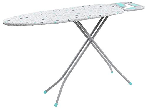 Russell Hobbs LA083234AQUA1FEU7 Folding Ironing Board - Large Ironing Table with Adjustable Height Up To 93cm, Lightweight, Suitable for Left or Right-Handed Users, Triangle Print, 115 x 36 cm