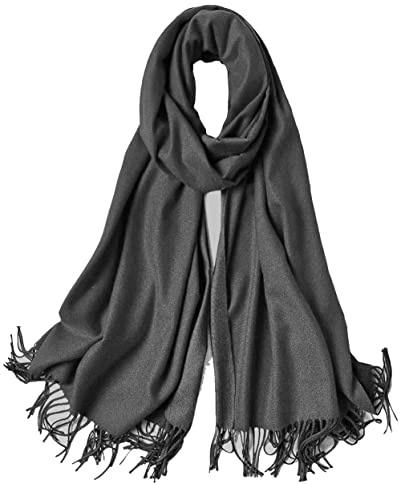 Van Der Rich ® - Sciarpe con Frange di qualità in Cotone - Donna (Unita-Grigio scuro)