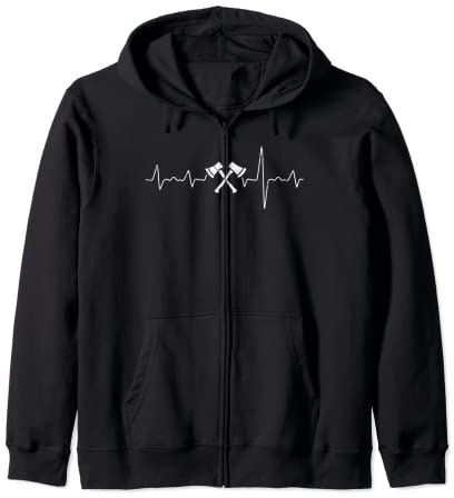Bushcraft Heartbeat AXE EKG Camper & Camping & Wilderness Zip Hoodie