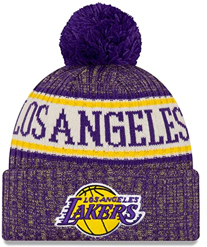New Era NBA-Mütze für Erwachsene, Unisex, offizielle Sportstrickmütze mit Bommel, Los Angeles Lakers, Einheitsgr��e