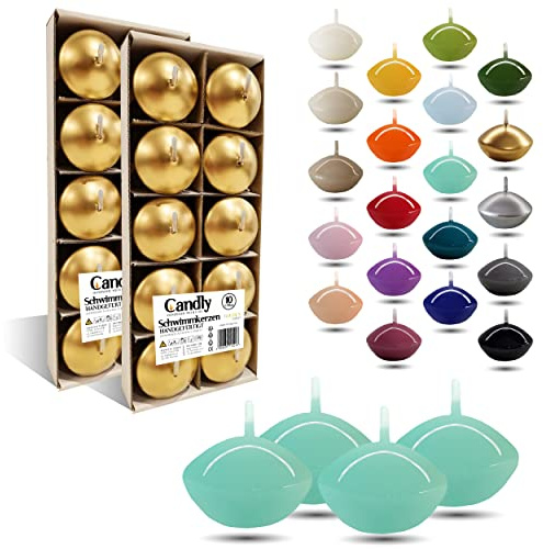 CANDLY HANDMADE© 10x Schwimmkerzen Premium Ø 45mm | Geburstag & Namenstag, Hochzeit, Hochzeitsempfang, Valentinstag, Ostern, Weihnachten, Elegante Haus Dekoration, Candles, Kerzen für Damen (Mint)