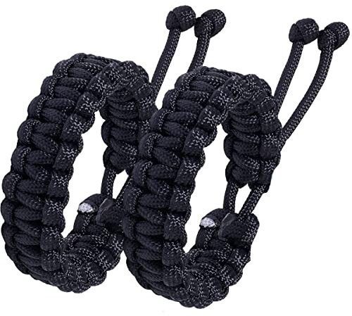 Jewboo Paracord överlevnadsarmband flätat paracord handgjort rep för par män kvinnor justerbar storlek (set med 2), Adjustable, Polypropylen, Ingen ädelsten