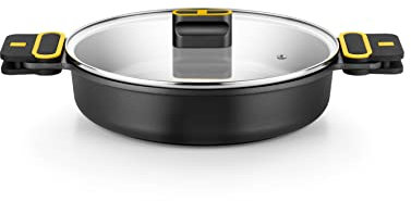 BRA Daily Pro | Niedriger Kochtopf 32 cm aus Aluminiumguss, antihaftbeschichtet ohne PFOA, für alle Herdarten und Induktion geeignet