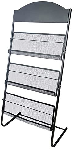 ACiyD Schwarzer Zeitschriftenhalter-Regalboden, Zeitschriftenaufbewahrungsregal aus Metall, hoch, Zeitungshalter für Zuhause, Wohnzimmer, Gewerbebüro