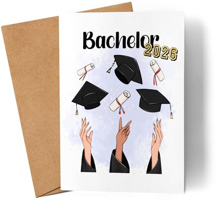 Kiddle-Design Bachelor Master Abitur 2026 Karte Abschluss Personalisiert Geschenk Name Absolvent Doktor Dr Glückwunschkarte Abschlusskarte Abi