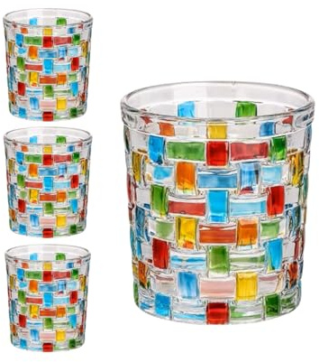 RYHMHA Lot de 4 verres à whisky de 280 ml pour boire du scotch, du bourbon, du whisky, des cocktails, du cognac, de la tequila, du rhum - Cadeau pour homme et femme (tasse tissée colorée)
