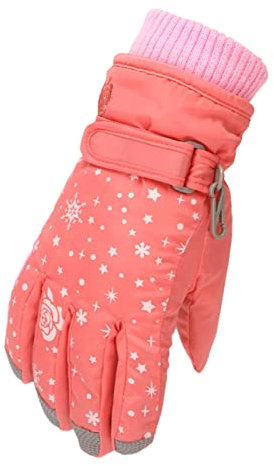 Handschuhe Kinder, Snowboard Handschuhe Schneehandschuhe wasserdichte und Winddichte Winter Fäustlinge für Mädchen und Jungen Skifahren Snowboard Reiten Laufen Radfahren Orange 4-9 Jahre